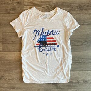 Time & Tru Maternity Mama Bear Short Sleeve T-Shirt 4th of July Stretchy XL NWT